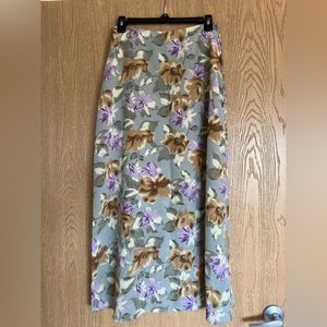 Vintage Brown and Purple Floral Maxi Dress Skirt